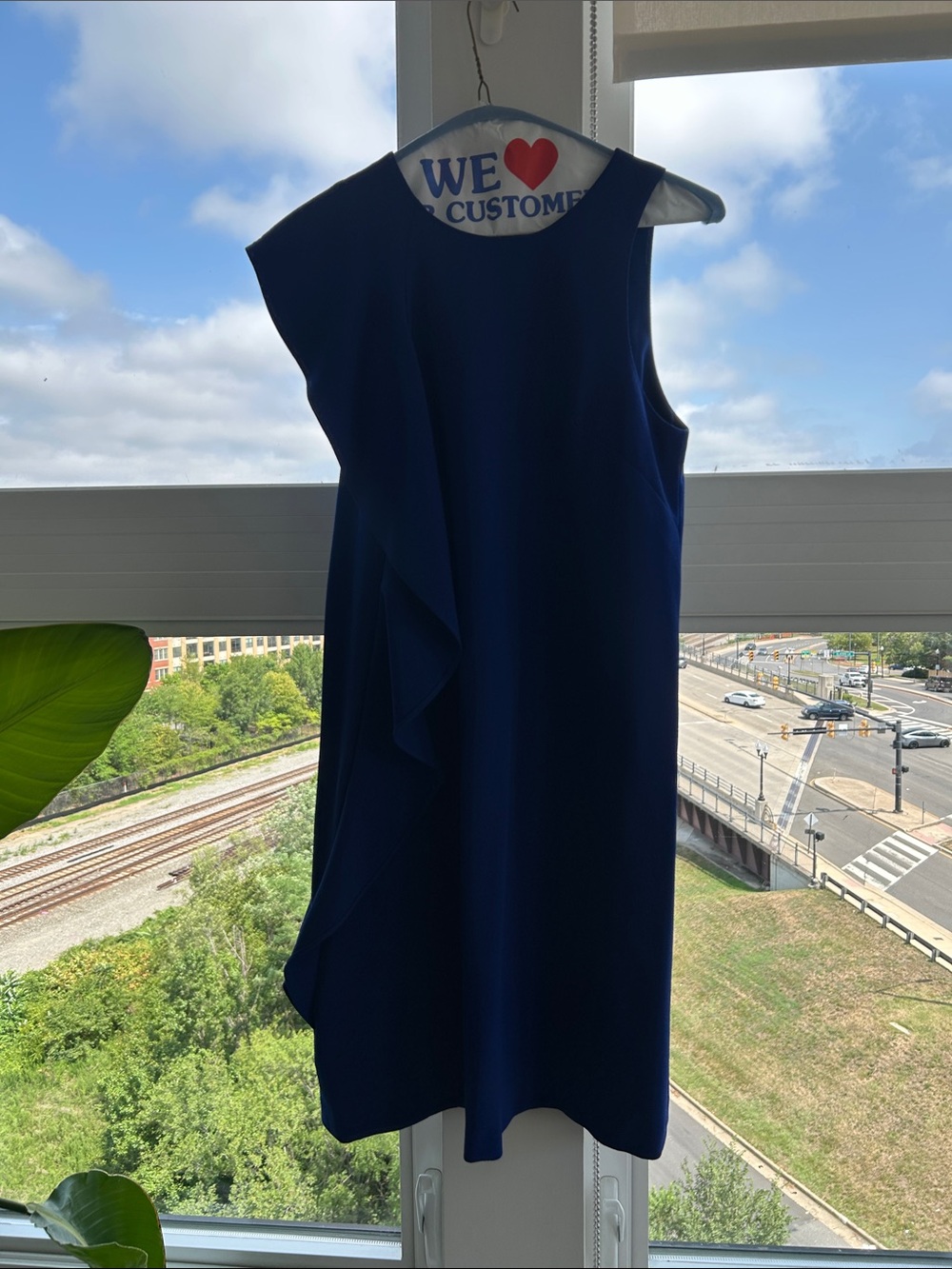 Chelsea28 Navy One-Shoulder Ruffle Dress